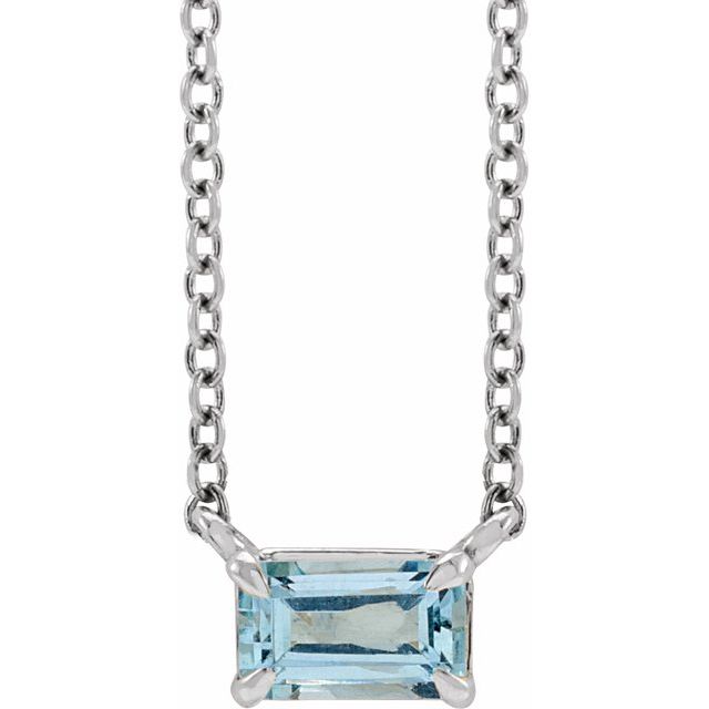 14K Gold Emerald Cut Gemstone 18" Necklaces- Sparkle & Jade-SparkleAndJade.com 87178