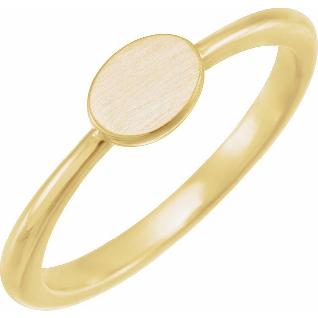 14k Gold Signet Style 6.75 x 5 mm Oval Ring- Sparkle & Jade-SparkleAndJade.com 52318:102:P
