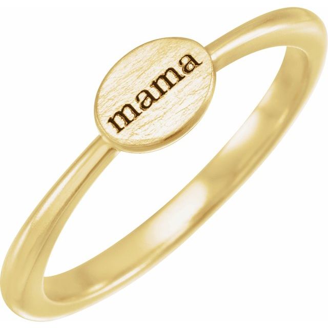 14k Gold Signet Style Oval Mama Ring- Sparkle & Jade-SparkleAndJade.com 52318:107:P