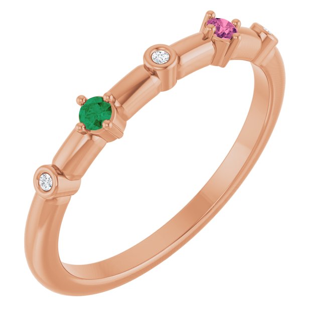 Natural Diamond Alternating Stackable Mother's Family Ring