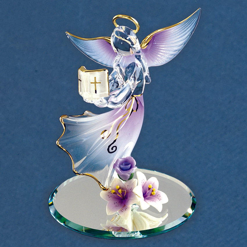 Glass Baron Lavender Angel With Bible Glass Figurine- Sparkle & Jade-SparkleAndJade.com GL840 A2 869B