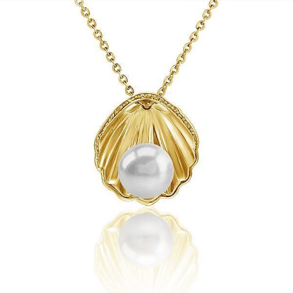 14k Gold Akoya Pearl Surf Shell Pendant by Alamea- Sparkle & Jade-SparkleAndJade.com 