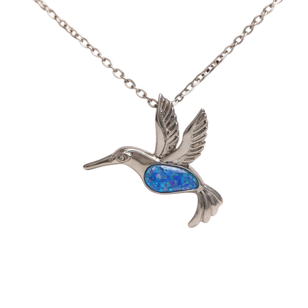 Sterling Silver Opal Hummingbird Pendant by Alamea- Sparkle & Jade-SparkleAndJade.com 