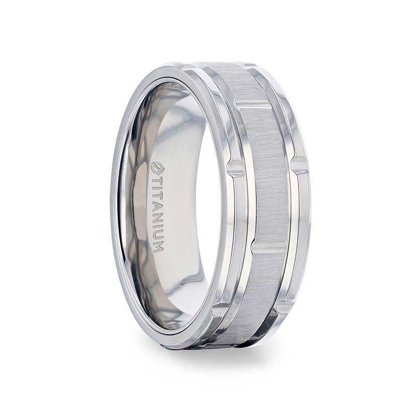 Titanium Polished Grooved Men's popular band.