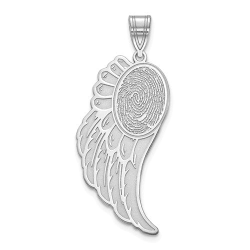 Angel Wing with Fingerprint Charm Pendant- Sparkle & Jade-SparkleAndJade.com XNA1071SS