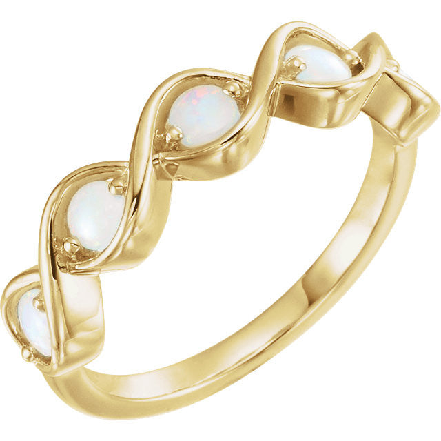 Australian Opal 5 Stone Stackable Ring - 14k Gold, Platinum or .925- Sparkle & Jade-SparkleAndJade.com 71957:601:P