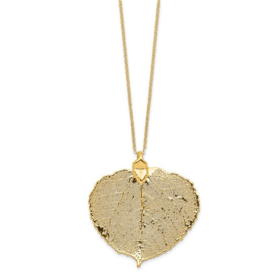 24k Gold Dipped Aspen Leaf W/ Gold-Plated Necklace- Sparkle & Jade-SparkleAndJade.com BF1383-20