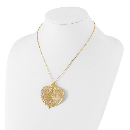 24k Gold Dipped Aspen Leaf W/ Gold-Plated Necklace- Sparkle & Jade-SparkleAndJade.com BF1383-20