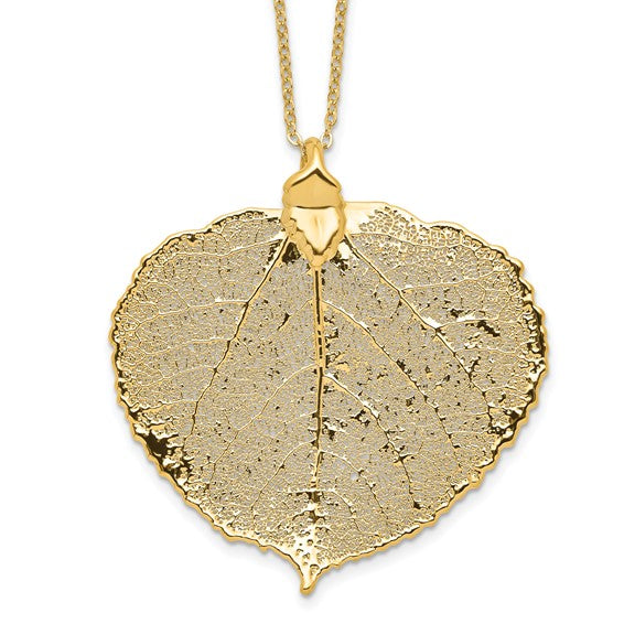 24k Gold Dipped Aspen Leaf W/ Gold-Plated Necklace- Sparkle & Jade-SparkleAndJade.com BF1383-20