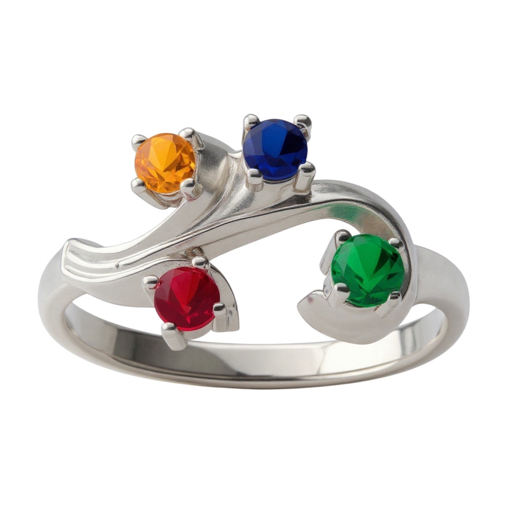 Birthstone Fleur Mother's Family Birthstone Ring- Sparkle & Jade-SparkleAndJade.com 