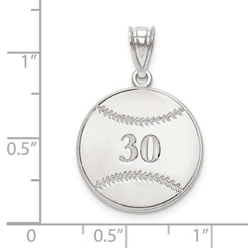 Baseball Softball Number And Name Pendant - Sterling Silver or Solid Gold- Sparkle & Jade-SparkleAndJade.com 