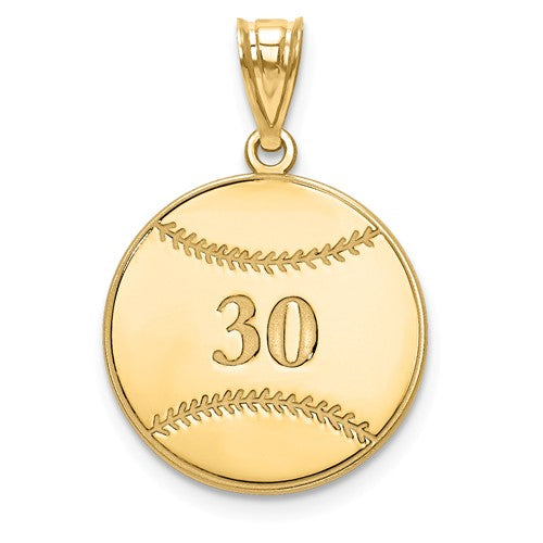 Baseball Softball Number And Name Pendant Sterling Silver or Solid Gold XNA697GP