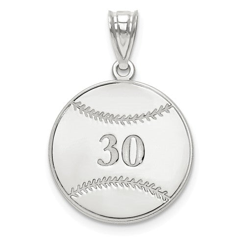 Baseball Softball Number And Name Pendant - Sterling Silver or Solid Gold- Sparkle & Jade-SparkleAndJade.com XNA697SS