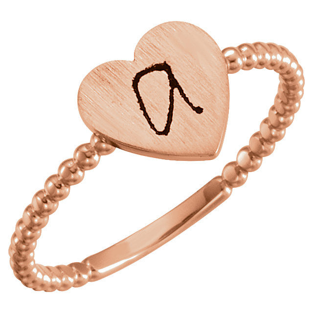 Be Posh® Round Engravable Heart Beaded Ring- Sparkle & Jade-SparkleAndJade.com 51409