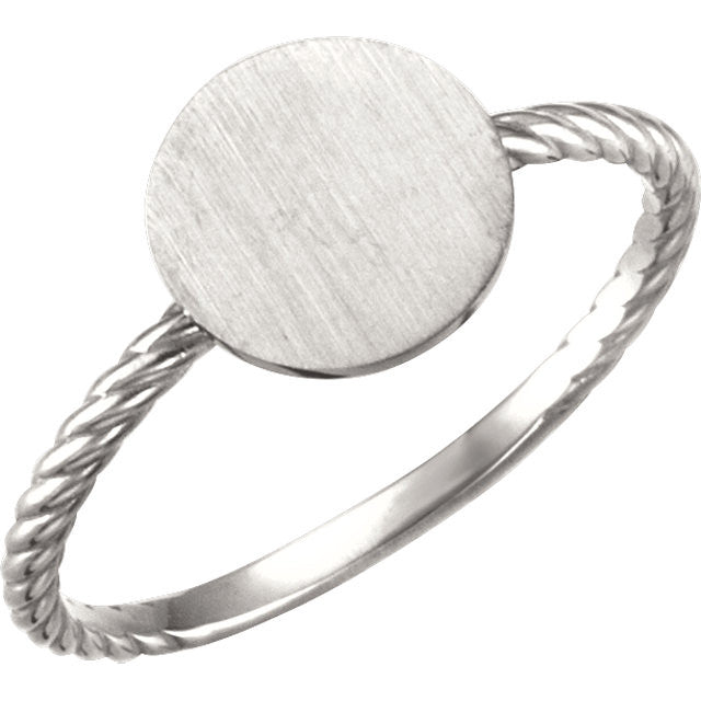 Be Posh® Round Engravable Rope Design Ring- Sparkle & Jade-SparkleAndJade.com 