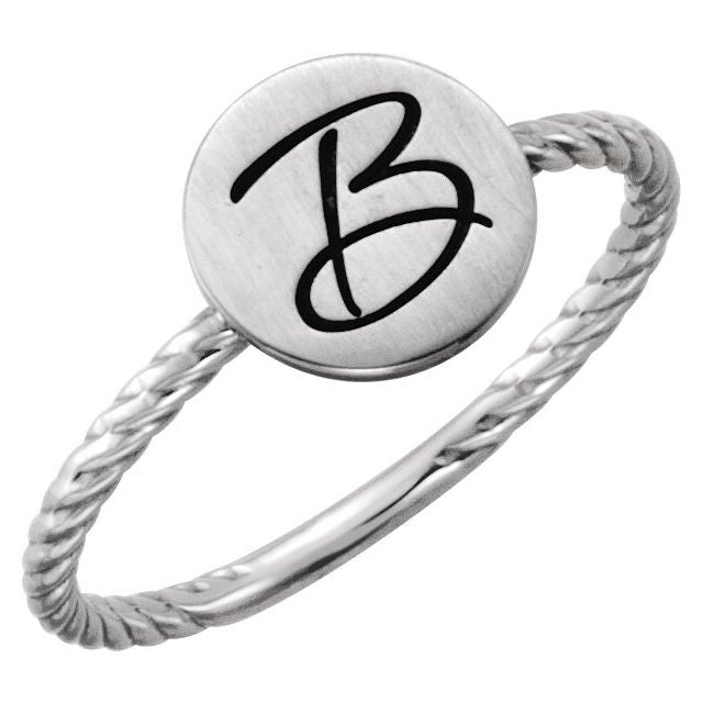Be Posh® Round Engravable Rope Design Ring- Sparkle & Jade-SparkleAndJade.com 51401:1002:P