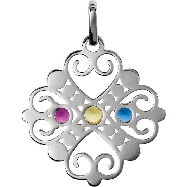 Beaded Heart Design Mother's Family Birthstone Pendant or Necklace- Sparkle & Jade-SparkleAndJade.com 