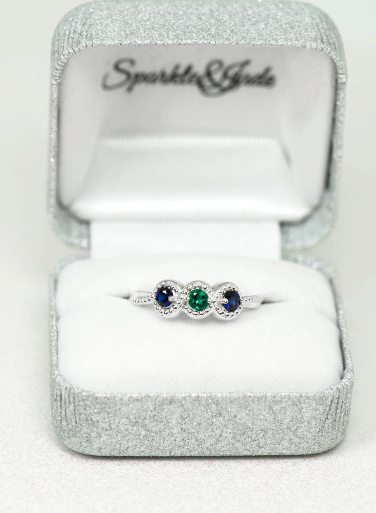 Beaded Swirl Round Mother's Family Birthstone Ring- Sparkle & Jade-SparkleAndJade.com 