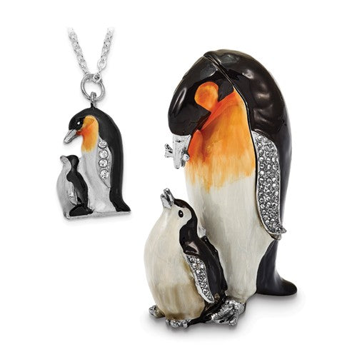 Bejeweled Emperor Penguin And Baby Trinket Box- Sparkle & Jade-SparkleAndJade.com BJ2034