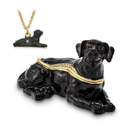 Bejeweled Enameled & Crystal Black Labrador Dog Trinket Box- Sparkle & Jade-SparkleAndJade.com BJ2156