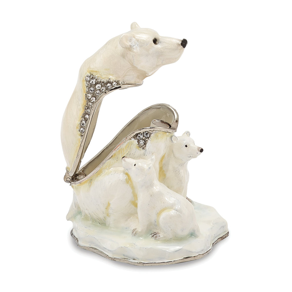 Bejeweled Polar Bear And Cubs Trinket Box- Sparkle & Jade-SparkleAndJade.com BJ2160