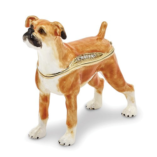 Bejeweled Tan Boxer Dog Trinket Box- Sparkle & Jade-SparkleAndJade.com BJ2165