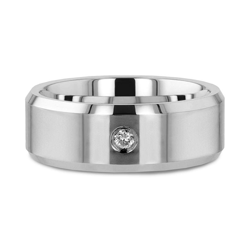 Beveled Diamond Tungsten Wedding Band - 6mm & 8mm - WATERFORD- Sparkle & Jade-SparkleAndJade.com 