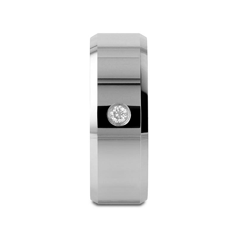 Beveled Diamond Tungsten Wedding Band - 6mm & 8mm - WATERFORD- Sparkle & Jade-SparkleAndJade.com 