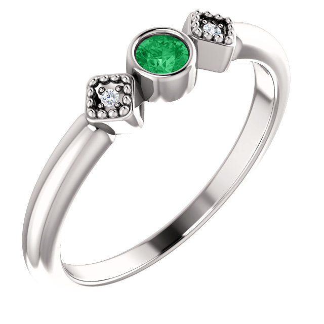 Bezel Set Diamond Alternating Mother's Family Birthstone Ring- Sparkle & Jade-SparkleAndJade.com 72039