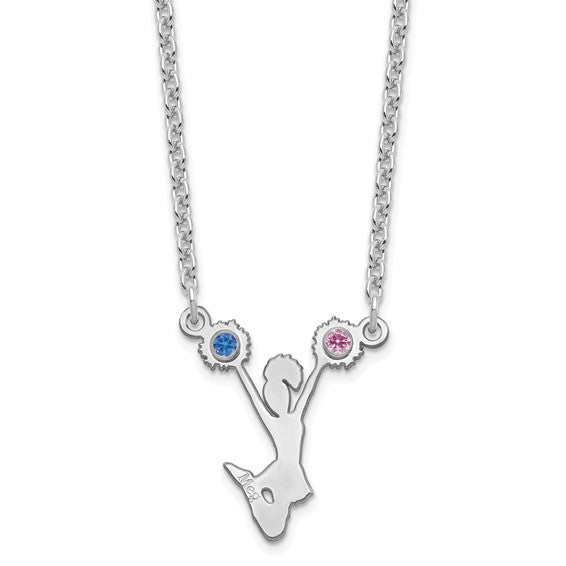 Birthstone Crystal Cheerleader Name Pendant Necklace- Sparkle & Jade-SparkleAndJade.com XNA699SS