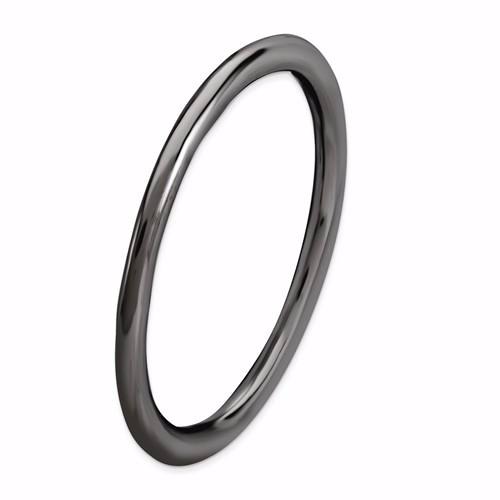 Black Ruthenium Plated Sterling Silver Stackable Expressions 1.5mm Ring - Size 6- Sparkle & Jade-SparkleAndJade.com QSK165-6
