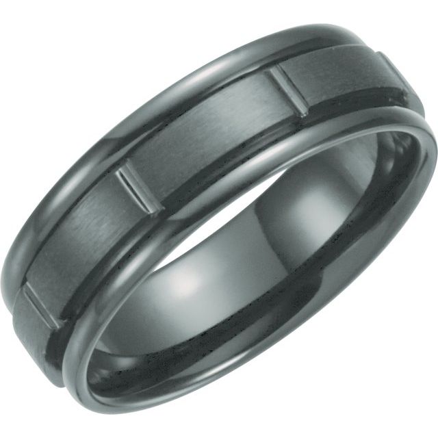 Black Titanium 7 mm Grooved Band- Sparkle & Jade-SparkleAndJade.com 