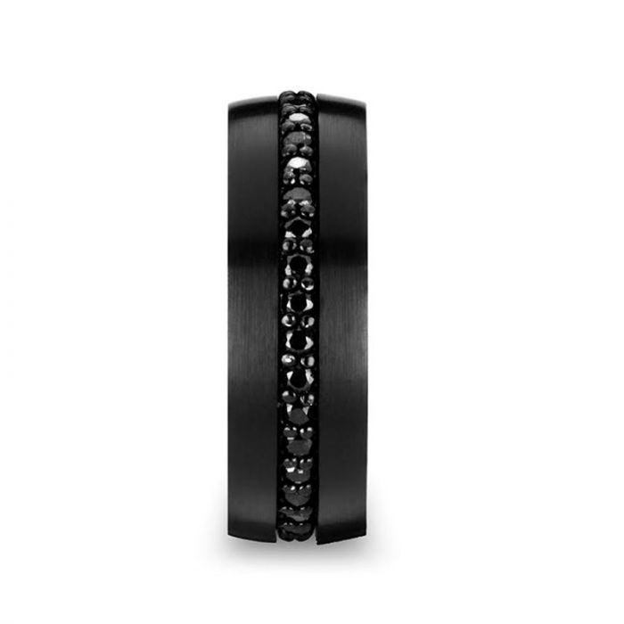 Black Tungsten Ring with Black Sapphires - 8mm -VALIANT- Sparkle & Jade-SparkleAndJade.com 