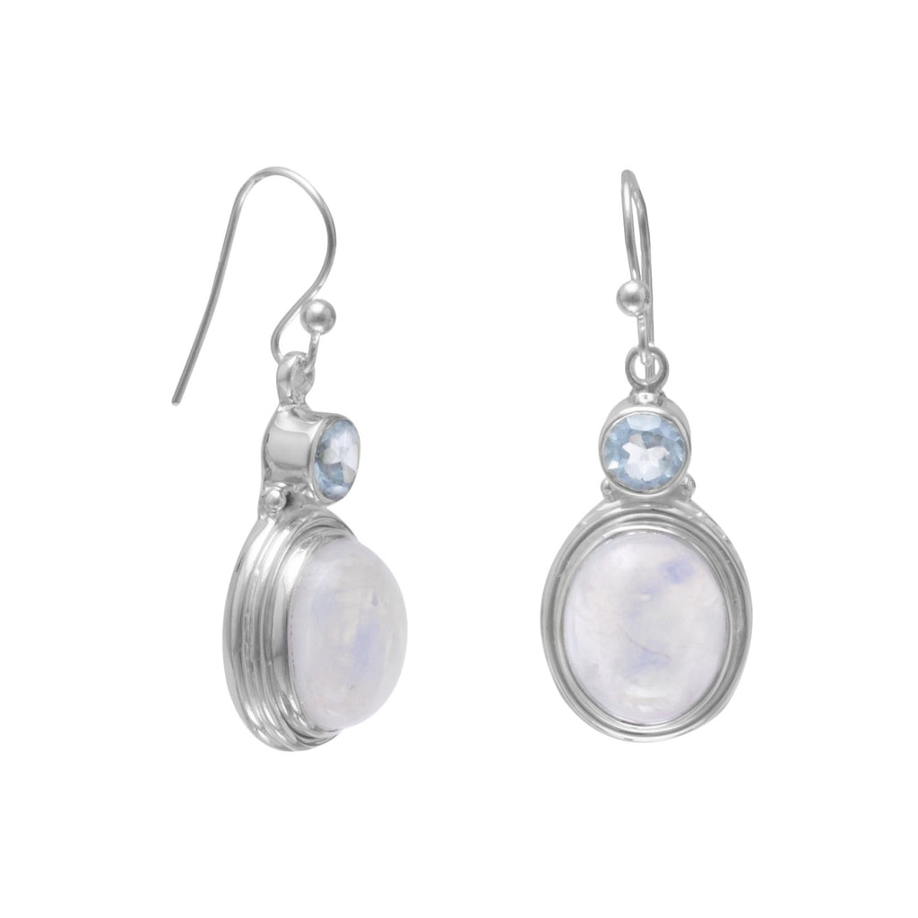 Blue Topaz and Moonstone Sterling Silver Earrings- Sparkle & Jade-SparkleAndJade.com 62245