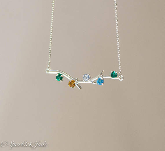 Branch Mother's Family Birthstone Necklace- Sparkle & Jade-SparkleAndJade.com 