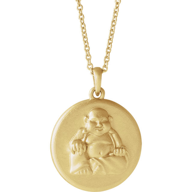 Buddha Disc Pendant or 16-18" Necklace - Sterling Silver or 14k Gold- Sparkle & Jade-SparkleAndJade.com 86851:601:P