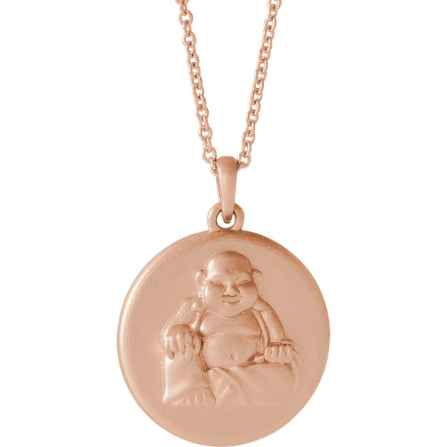 Buddha Disc Pendant or 16-18" Necklace - Sterling Silver or 14k Gold- Sparkle & Jade-SparkleAndJade.com 86851:602:P