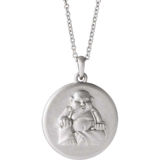 Buddha Disc Pendant or 16-18" Necklace - Sterling Silver or 14k Gold- Sparkle & Jade-SparkleAndJade.com 86851:604:P