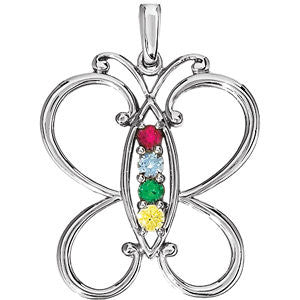Butterfly Mother's Family Birthstone Pendant Necklace- Sparkle & Jade-SparkleAndJade.com 82791