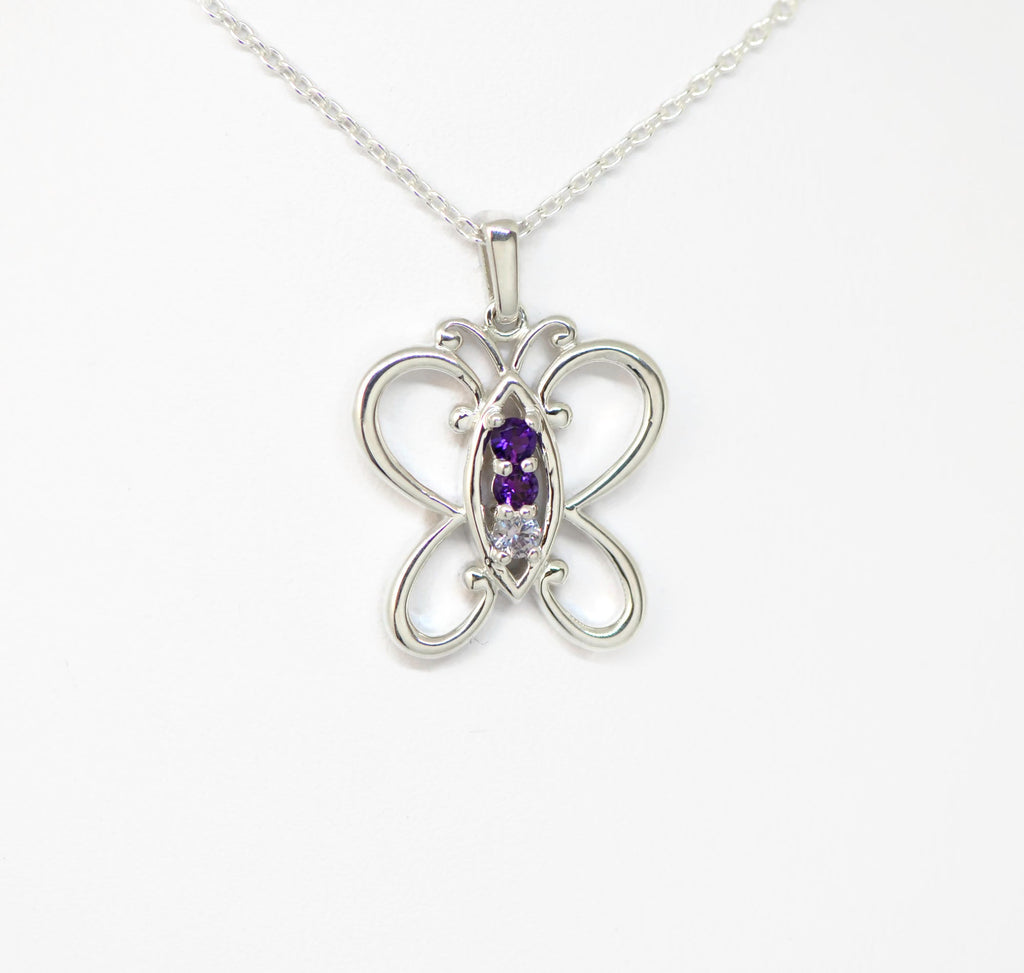 Butterfly Mother's Family Birthstone Pendant or Necklace- Sparkle & Jade-SparkleAndJade.com 