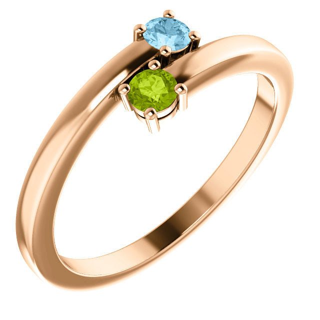 ByPass Stacked Mother's Family Birthstone Ring w/ Engraved Names- Sparkle & Jade-SparkleAndJade.com 71777