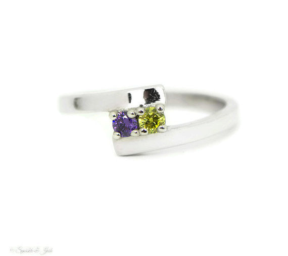 Bypass Family 3mm Birthstone Ring- Sparkle & Jade-SparkleAndJade.com 