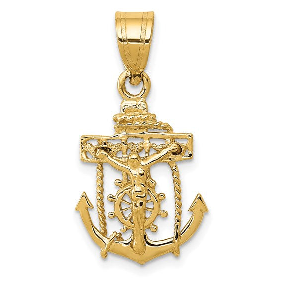 14k Gold Mariners Cross 26x14mm Pendant- Sparkle & Jade-SparkleAndJade.com C809