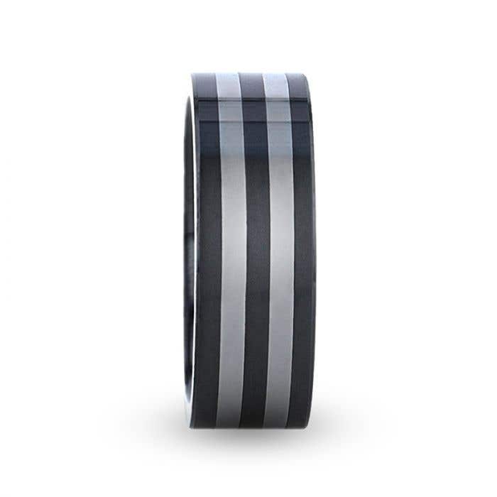 Thorsten DIPLO Ceramic ring with Tungsten Inlay With Flat Polished Edges - 8mm- Sparkle & Jade-SparkleAndJade.com 