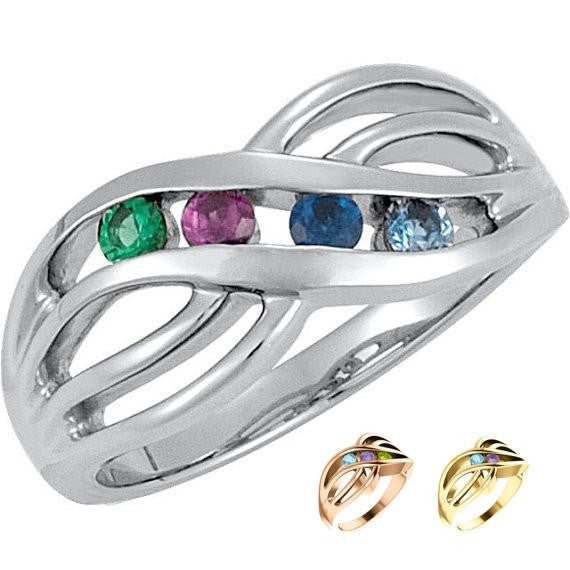 Channel Set Infinity Mother's Family Birthstone Ring- Sparkle & Jade-SparkleAndJade.com 