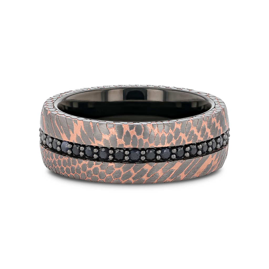 Thorsten CHARGER Black Tungsten Ring with Superconductor Finish and Black Sapphires - 8mm- Sparkle & Jade-SparkleAndJade.com 