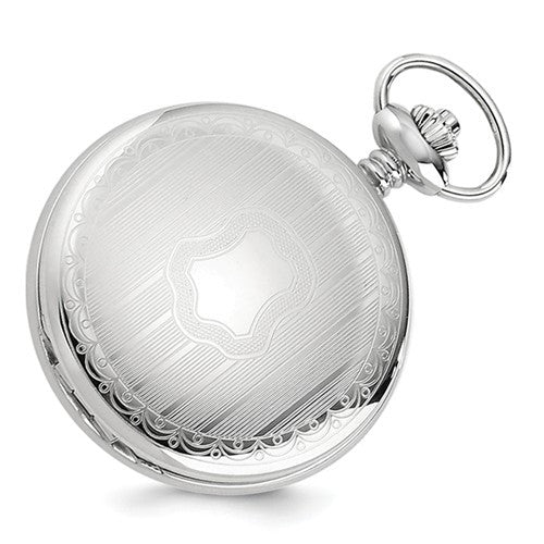 Charles Hubert Chrome-Finish Shield Design Pocket Watch - Engravable- Sparkle & Jade-SparkleAndJade.com XWA4455