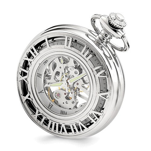Charles Hubert Chrome-Finish Skeleton Case Pocket Watch- Sparkle & Jade-SparkleAndJade.com XWA4464