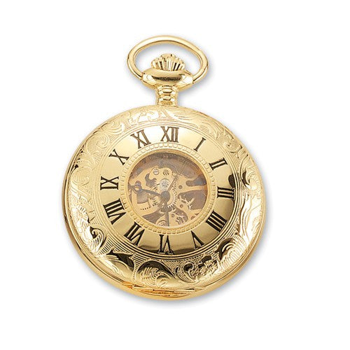 Charles Hubert Gold Finish White Dial Pocket Watch- Sparkle & Jade-SparkleAndJade.com XWA849