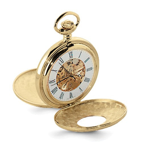 Charles Hubert Gold Finish White Dial Pocket Watch- Sparkle & Jade-SparkleAndJade.com XWA849